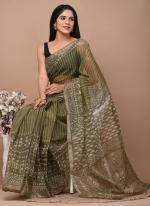 Cotton Mehendi  Digital Printed Saree